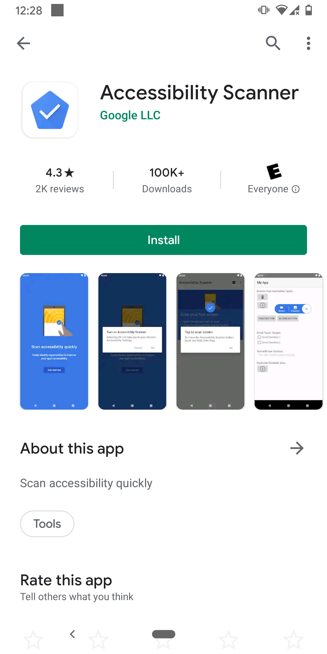screenshot of accessibility scanner app in play store - fit
